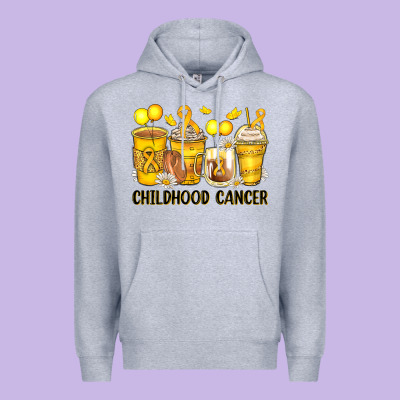 Childhood Cancer Coffee Cups Premium Hoodie Designed By Zillion Design Studio