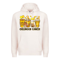 Pale Pink childhood cancer coffee cups Premium Hoodie - Zillion Design Studio