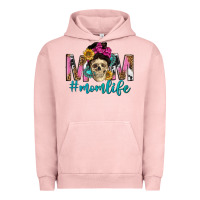 Pigment Salmon mom life with skull Urban Hoodie - texasbilliewilder