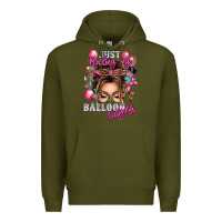Army Green just minding my balloon business messy bun Premium Hoodie - texasbilliewilder
