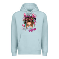 Blue Mist just minding my balloon business messy bun Premium Hoodie - texasbilliewilder