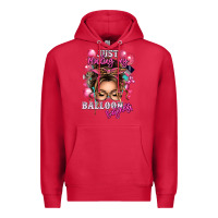 Cardinal just minding my balloon business messy bun Premium Hoodie - texasbilliewilder