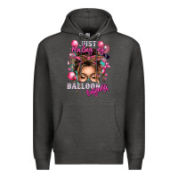 Charcoal Heather just minding my balloon business messy bun Premium Hoodie - texasbilliewilder