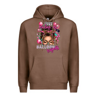 Chestnut just minding my balloon business messy bun Premium Hoodie - texasbilliewilder