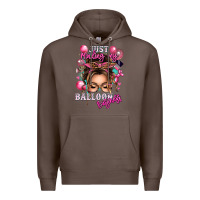 Coffee just minding my balloon business messy bun Premium Hoodie - texasbilliewilder