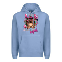 Colony Blue just minding my balloon business messy bun Premium Hoodie - texasbilliewilder