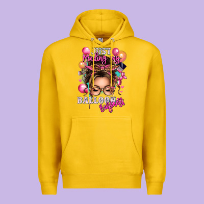 Just Minding My Balloon Business Messy Bun Premium Hoodie Designed By Texasbilliewilder