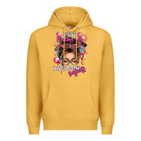 Mustard just minding my balloon business messy bun Premium Hoodie - texasbilliewilder
