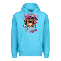 Ocean Blue just minding my balloon business messy bun Premium Hoodie - texasbilliewilder