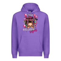 Purple just minding my balloon business messy bun Premium Hoodie - texasbilliewilder
