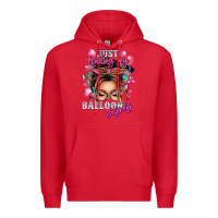 Red just minding my balloon business messy bun Premium Hoodie - texasbilliewilder