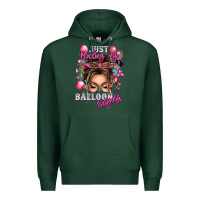 Sports Green just minding my balloon business messy bun Premium Hoodie - texasbilliewilder