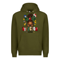 Army Green director life afro messy bun Premium Hoodie - texasbilliewilder