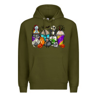 Army Green halloween cartoon characters coffee cups Premium Hoodie - Zillion Design Studio