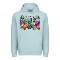 Blue Mist halloween cartoon characters coffee cups Premium Hoodie - Zillion Design Studio
