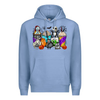 Colony Blue halloween cartoon characters coffee cups Premium Hoodie - Zillion Design Studio