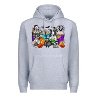 Heather Grey halloween cartoon characters coffee cups Premium Hoodie - Zillion Design Studio