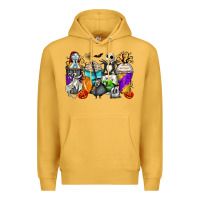 Mustard halloween cartoon characters coffee cups Premium Hoodie - Zillion Design Studio