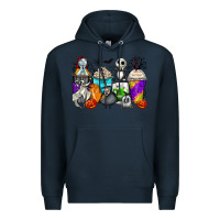 Navy halloween cartoon characters coffee cups Premium Hoodie - Zillion Design Studio