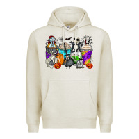 Oatmeal Heather halloween cartoon characters coffee cups Premium Hoodie - Zillion Design Studio