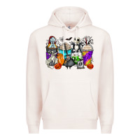 Pale Pink halloween cartoon characters coffee cups Premium Hoodie - Zillion Design Studio