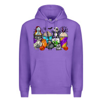 Purple halloween cartoon characters coffee cups Premium Hoodie - Zillion Design Studio