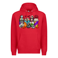 Red halloween cartoon characters coffee cups Premium Hoodie - Zillion Design Studio