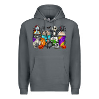 Rock halloween cartoon characters coffee cups Premium Hoodie - Zillion Design Studio