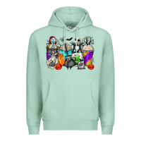 Seafoam halloween cartoon characters coffee cups Premium Hoodie - Zillion Design Studio