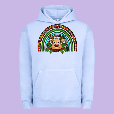 Reindeer Rainbow Christmas Urban Hoodie Designed By Ranaportraitstore