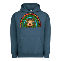 Pigment Midnight Navy reindeer rainbow christmas Urban Hoodie - RanaPortraitStore