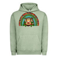 Pigment Oil Green reindeer rainbow christmas Urban Hoodie - RanaPortraitStore