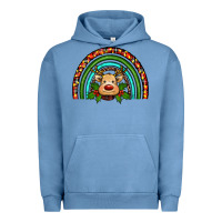 Pigment Pebble Blue reindeer rainbow christmas Urban Hoodie - RanaPortraitStore
