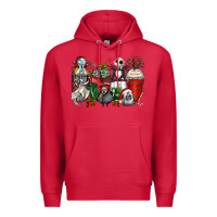 Cardinal Christmas cartoon characters coffee cups Premium Hoodie - Zillion Design Studio