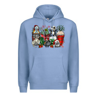 Colony Blue Christmas cartoon characters coffee cups Premium Hoodie - Zillion Design Studio