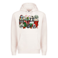 Pale Pink Christmas cartoon characters coffee cups Premium Hoodie - Zillion Design Studio