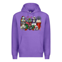 Purple Christmas cartoon characters coffee cups Premium Hoodie - Zillion Design Studio