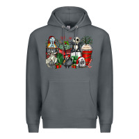Rock Christmas cartoon characters coffee cups Premium Hoodie - Zillion Design Studio
