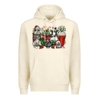 Sandshell Christmas cartoon characters coffee cups Premium Hoodie - Zillion Design Studio