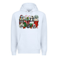 White Christmas cartoon characters coffee cups Premium Hoodie - Zillion Design Studio