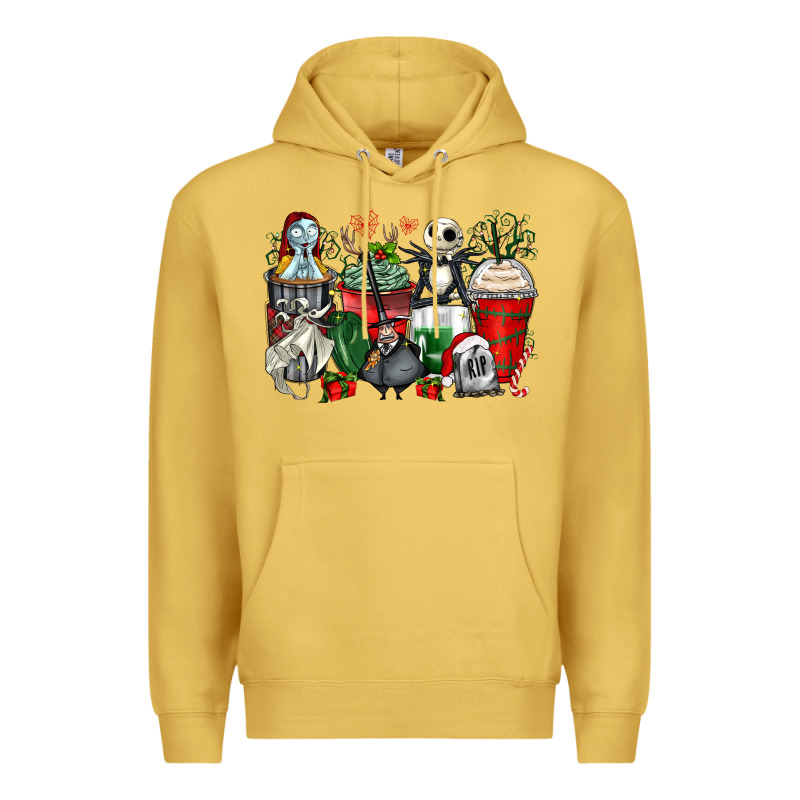 Christmas Cartoon Characters Coffee Cups Premium Hoodie by Zillion Design Studio | Teevron