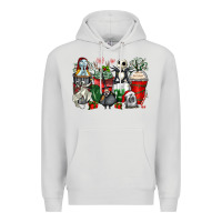 Dove Grey Christmas cartoon characters coffee cups Premium Hoodie - Zillion Design Studio