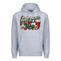 Heather Grey Christmas cartoon characters coffee cups Premium Hoodie - Zillion Design Studio