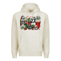 Oatmeal Heather Christmas cartoon characters coffee cups Premium Hoodie - Zillion Design Studio