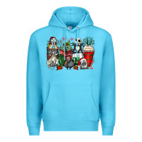 Ocean Blue Christmas cartoon characters coffee cups Premium Hoodie - Zillion Design Studio