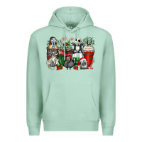 Seafoam Christmas cartoon characters coffee cups Premium Hoodie - Zillion Design Studio