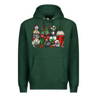 Sports Green Christmas cartoon characters coffee cups Premium Hoodie - Zillion Design Studio