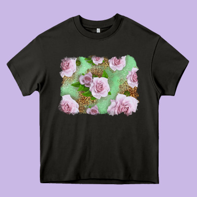 Pink Roses Background Heavy Core Tee Designed By Lillyallendesigns