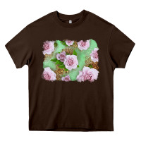 Chocolate Brown Pink Roses Background Heavy Core Tee - LillyAllenDesigns