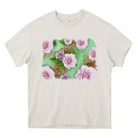 Cream Pink Roses Background Heavy Core Tee - LillyAllenDesigns